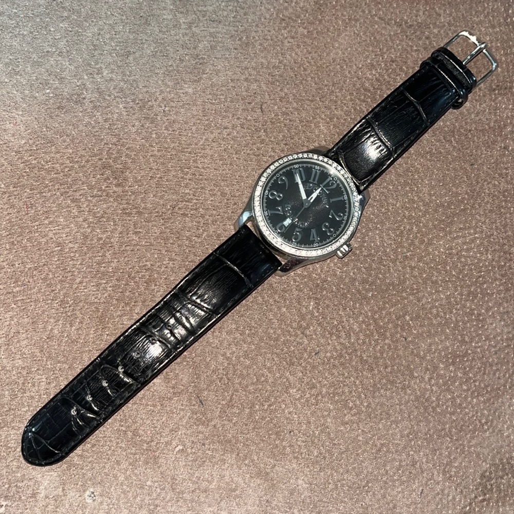 Dooley & Bourke Black leather wrist watch